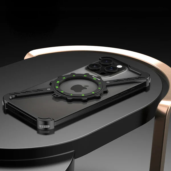 Gear Z-shaped tiatnium metal Rotating Case for iPhone with Magsafe stand