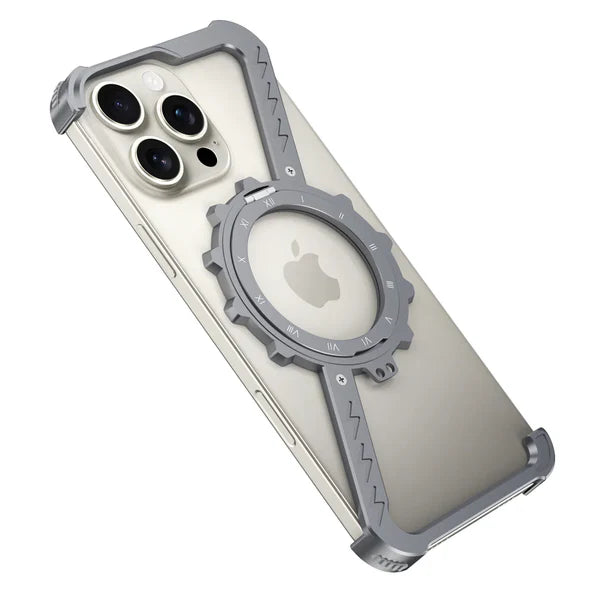 Gear Z-shaped tiatnium metal Rotating Case for iPhone with Magsafe stand