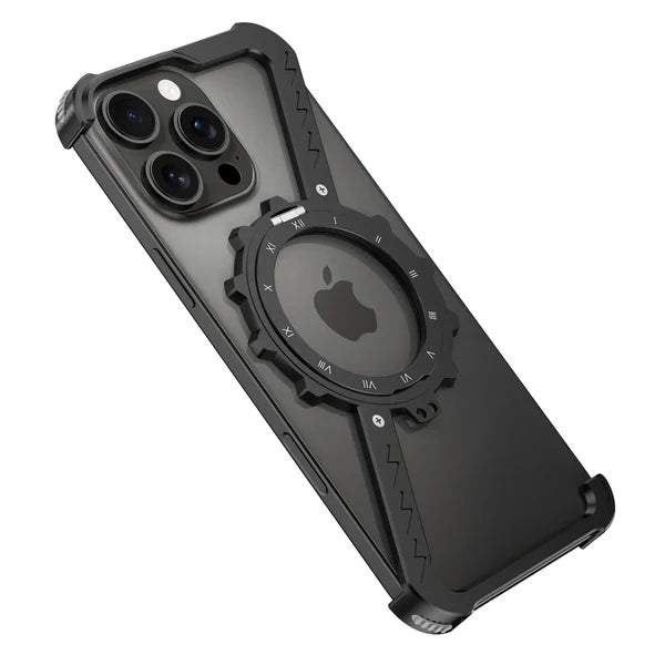 Gear Z-shaped tiatnium metal Rotating Case for iPhone with Magsafe stand