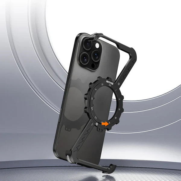 Gear Z-shaped tiatnium metal Rotating Case for iPhone with Magsafe stand