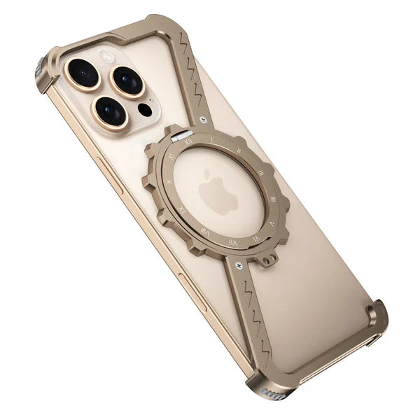 Gear Z-shaped tiatnium metal Rotating Case for iPhone with Magsafe stand