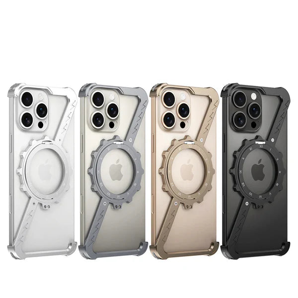 Gear Z-shaped tiatnium metal Rotating Case for iPhone with Magsafe stand