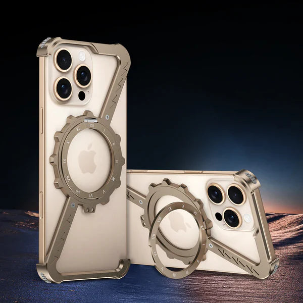 Gear Z-shaped tiatnium metal Rotating Case for iPhone with Magsafe stand