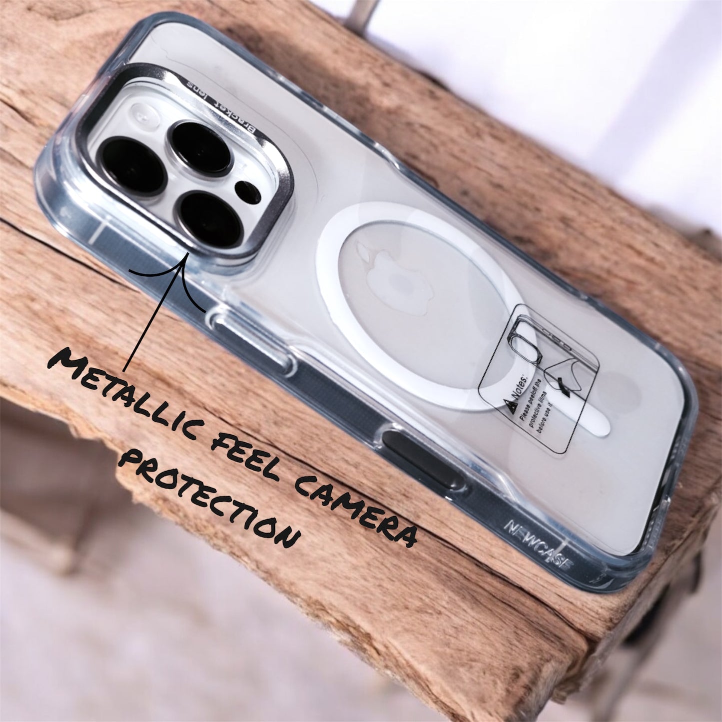 Premium Hybrid Back Cover Case for iPhone Compatible with MagSafe | Built-in Stand | Shockproof side fit for iPhone (Thermoplastic & TPU, transparent Back)