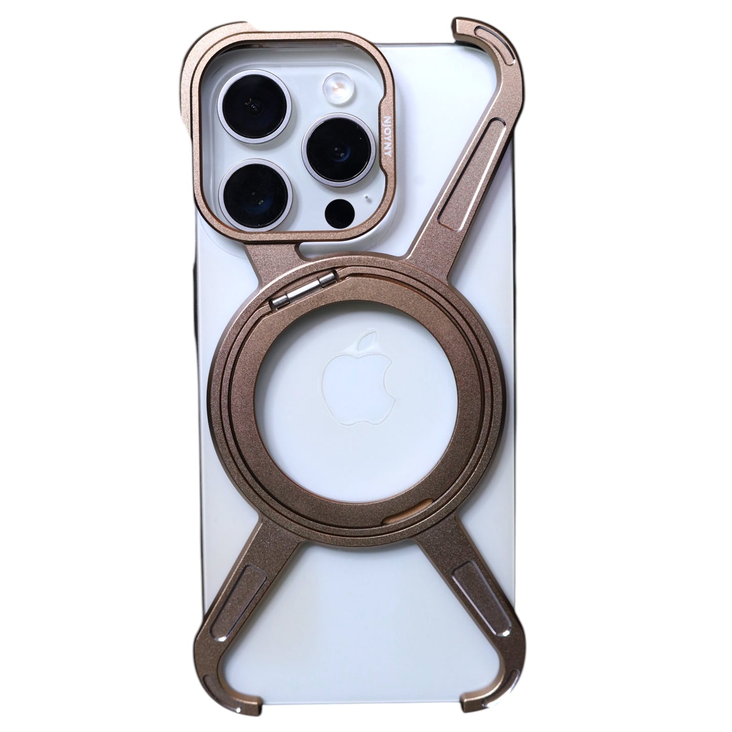 EPIC CASE - Metal Alloy Tiatnium X Shape Bumper Case with Magsafe & Rotating Stand