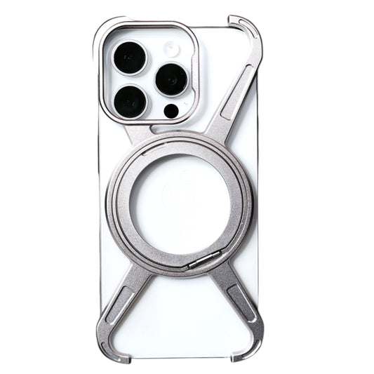 EPIC CASE - Metal Alloy Tiatnium X Shape Bumper Case with Magsafe & Rotating Stand